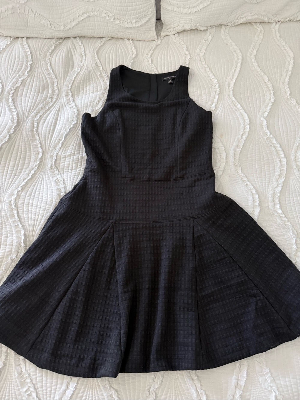 Banana Republic Black Textured Fit & Flare Mini Dress